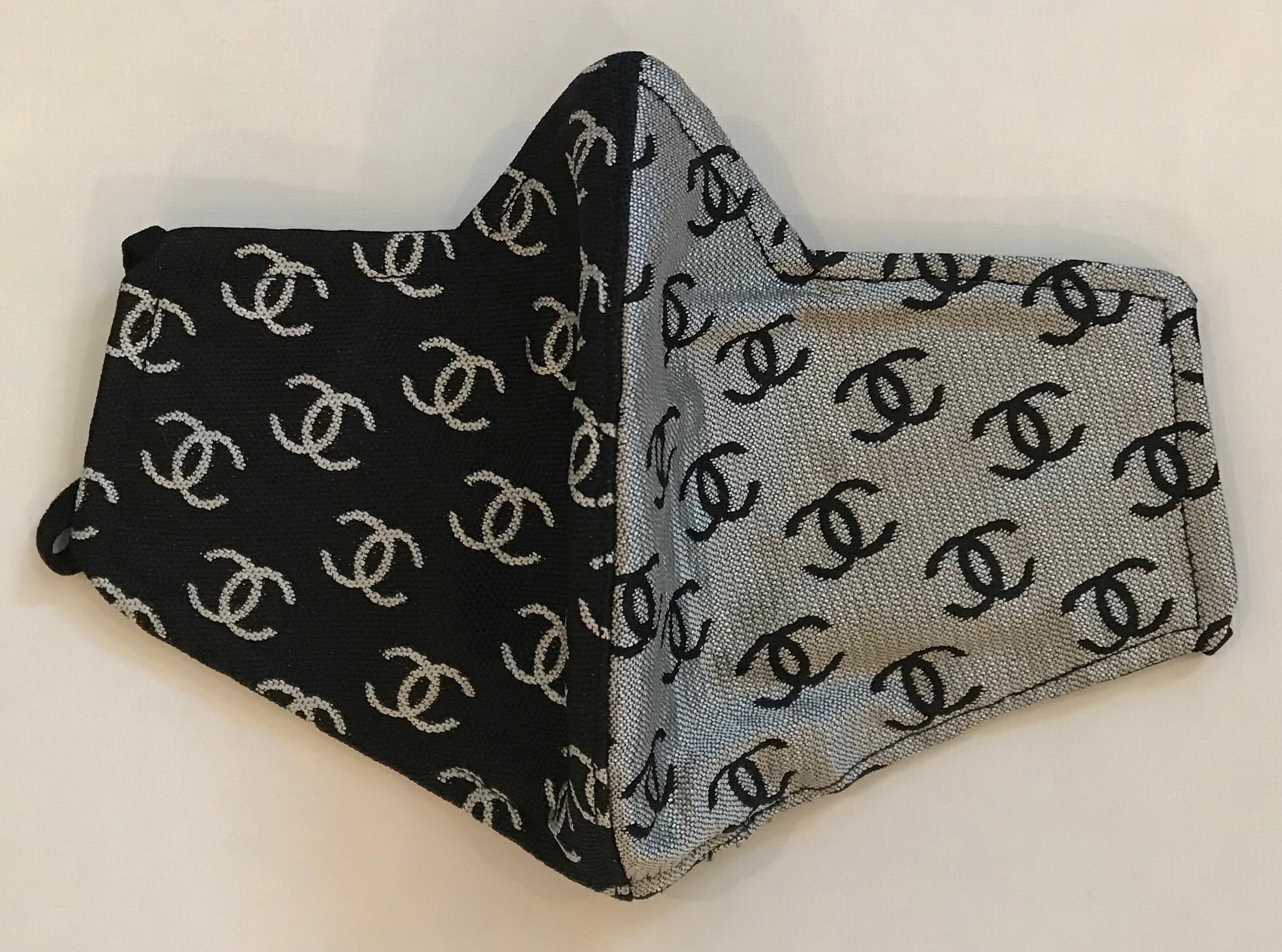 Face Mask - Chanel Black & Gray Dual Sided Jacquard