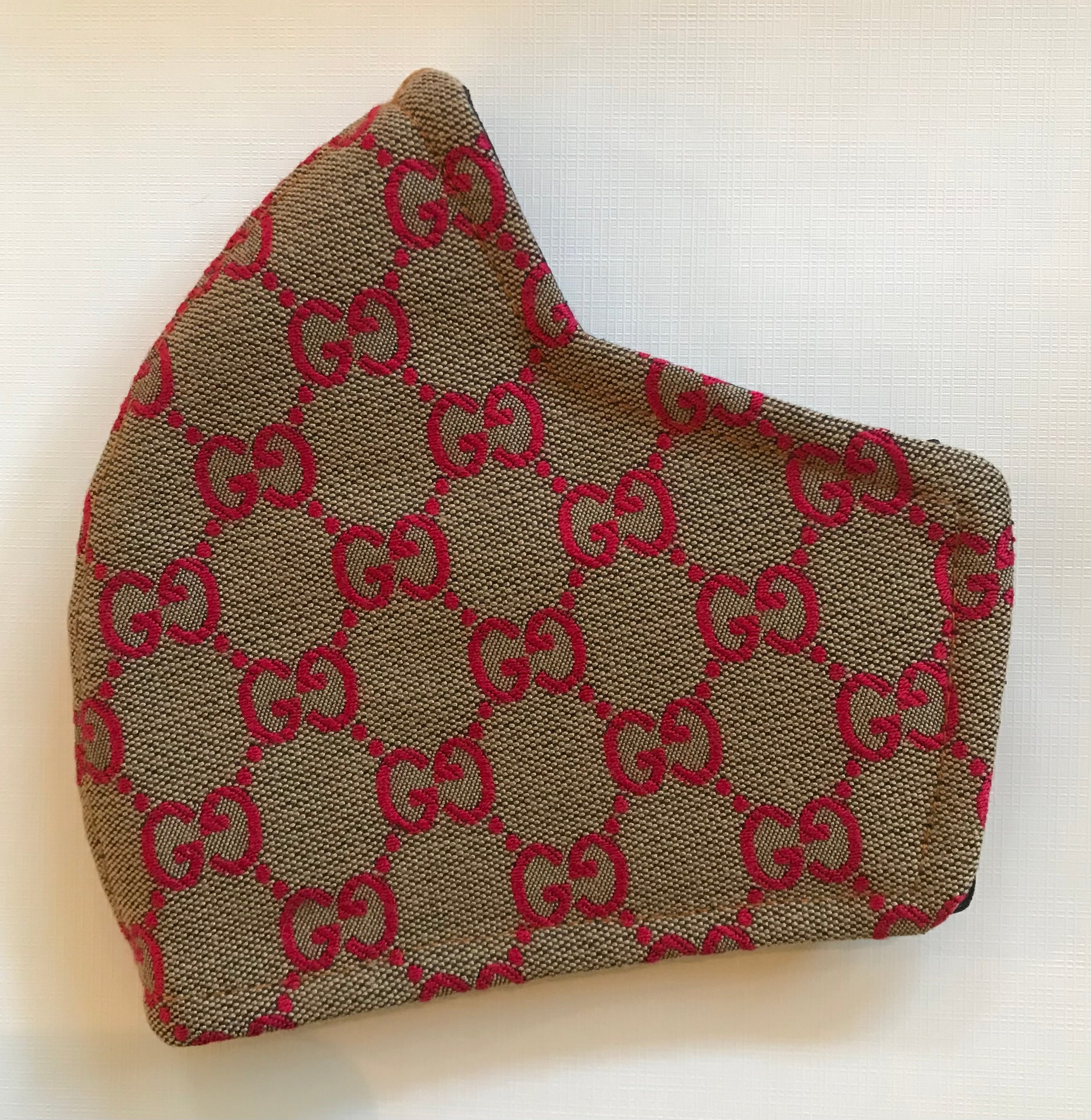 Face Mask - Gucci Taupe & Hot Pink Jacquard SMALL